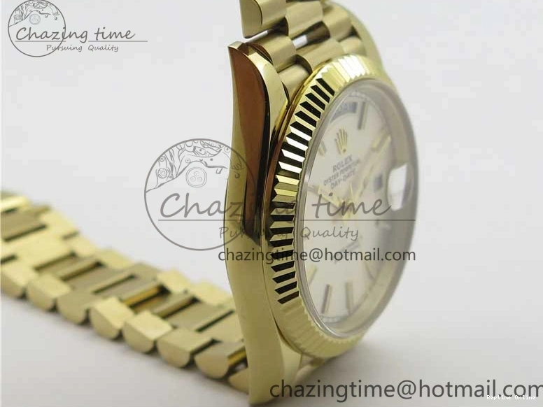 1218 Day-Date 40mm 228239 BP New Dial Version 904 YG Silver Stick Markers Dial on YG President Bracelet A Sophisticated 2807